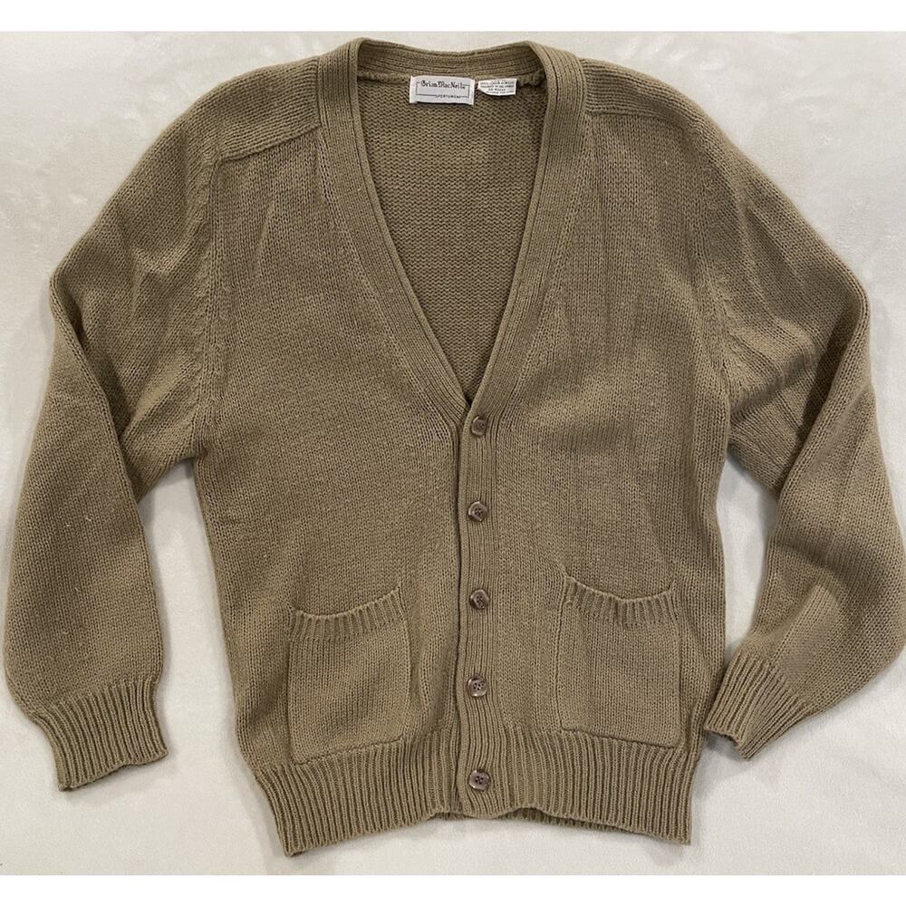 Brian MacNeil Sportswear Cardigan Sweater Men’s M Tan Button Front Classic VNeck
